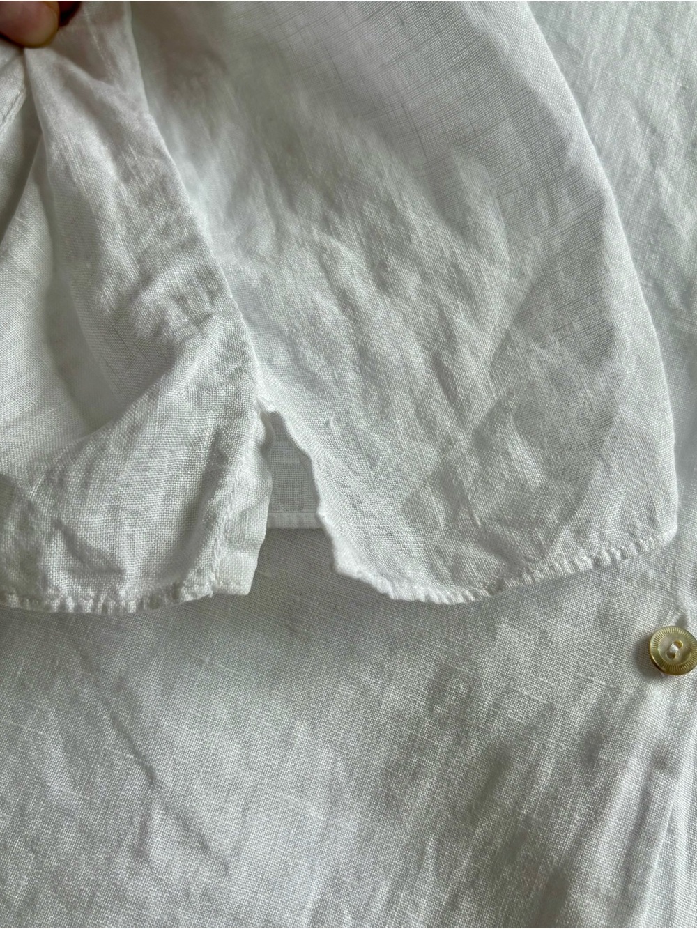 Eileen Fisher Irish Linen Tunic White Mother of Pearl Buttons Classy Elevated L - Picture 6 of 9